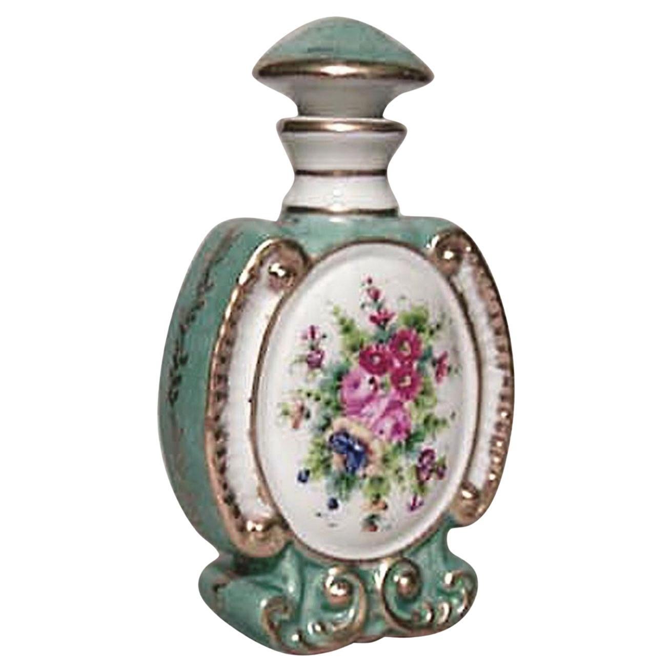 Botella de Perfume de Porcelana Floral Victoriana Francesa en venta