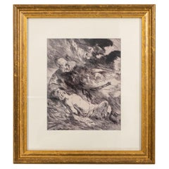 Vintage Pen and Ink Drawing in a Gilt Wood Frame