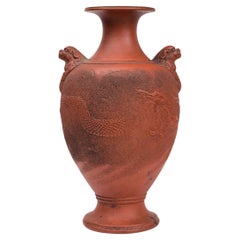 Chinese Style Foo Dog Terra Cotta Vase