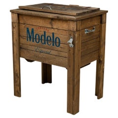 American Rustic Wooden Cooler Chest, Metal Interior, 19th Century, USA
