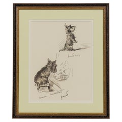 American Mid-Century Framed Print of a Scottish Terrier