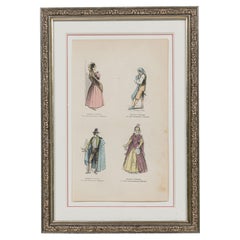 English Victorian Print of 4 Spanish Noble Attires