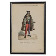 Lithographie française encadrée du XIXe siècle représentant Charles Fr̩chon, seigneur de Chaumont en
