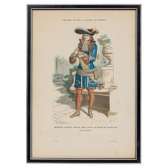 French Louis XIV Style Framed Lithograph of a Lord in Baroque Attire