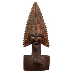 Papua New Guinean Carved Wood and Cowrie Shell Mask / Figure