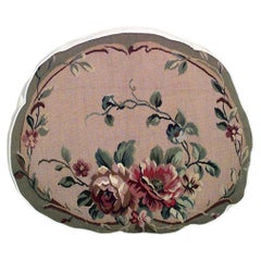 French Victorian Aubusson Pillow with Floral Design