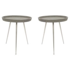 Contemporary Gray Faux Shagreen End Tables
