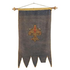 Italian Renaissance Style Blue Velvet Banner