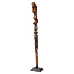 African Cameroon 20th-Century Beaded Totem Walking Stick on Base