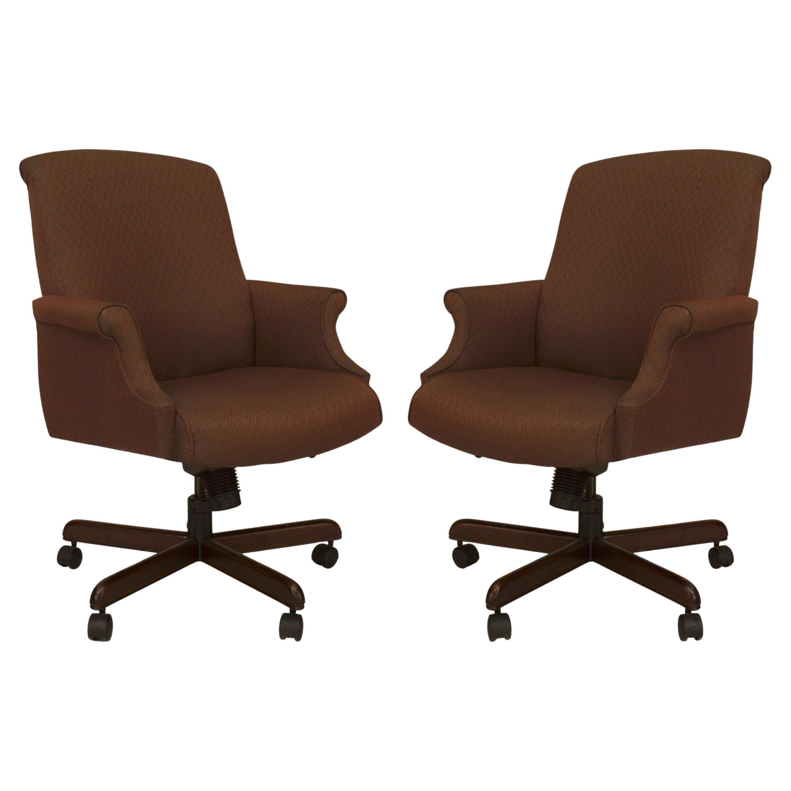 Contemporary Burgundy Upholstered Office Swivel Chairs For Sale