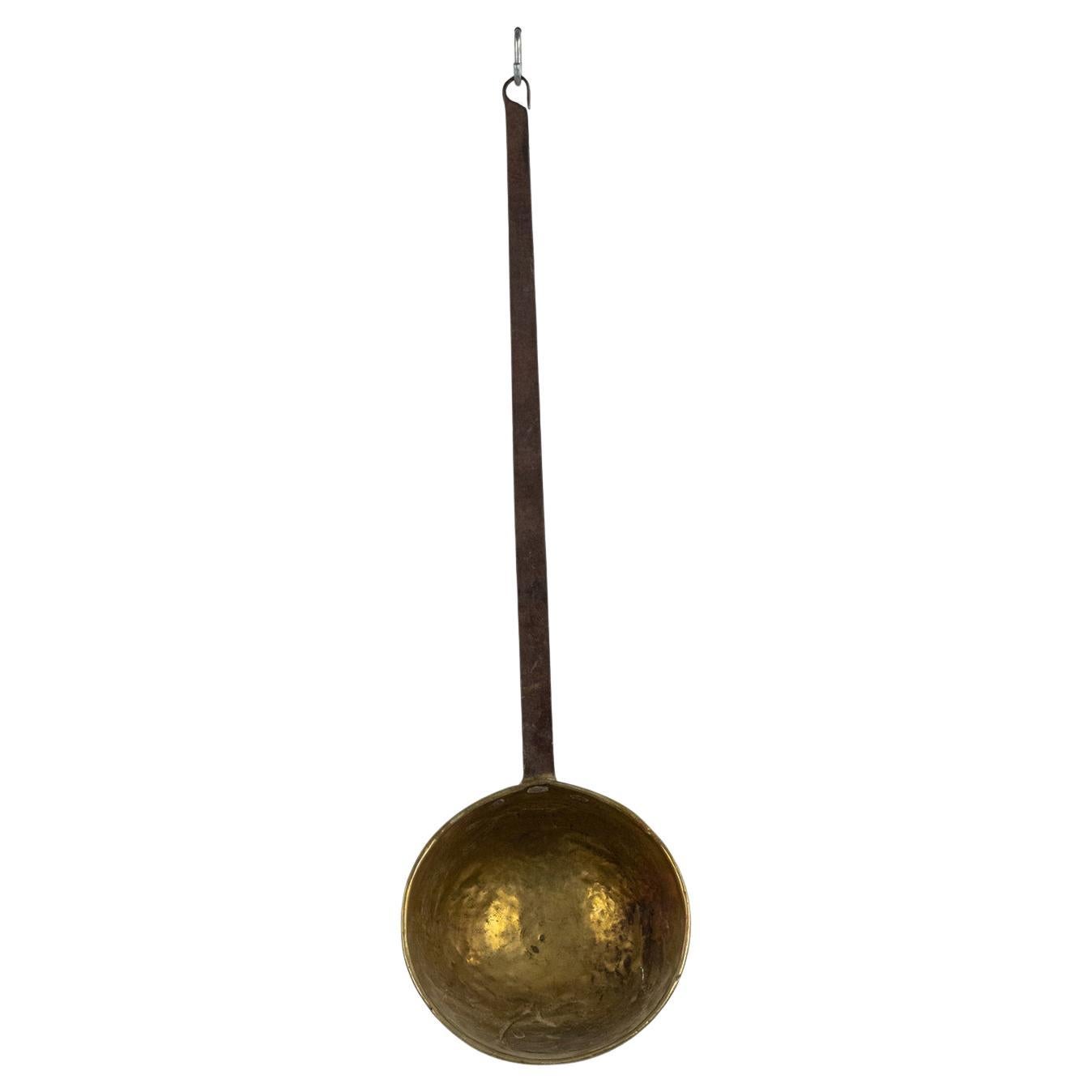 19th Century American Brass Ladle with Wrought Iron Handle