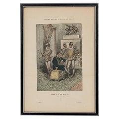 French 19th-Century Framed Lithograph of King Henry III in Renaissance Attire
