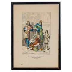 French Framed Lithograph of a Parisian Noble Family and Architect
