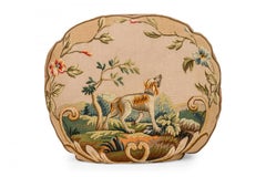 French Victorian Aubusson Pillow of a Dog in a Landscape