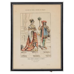 French 19th-Century Framed Lithograph of a Parisian Noble Lady