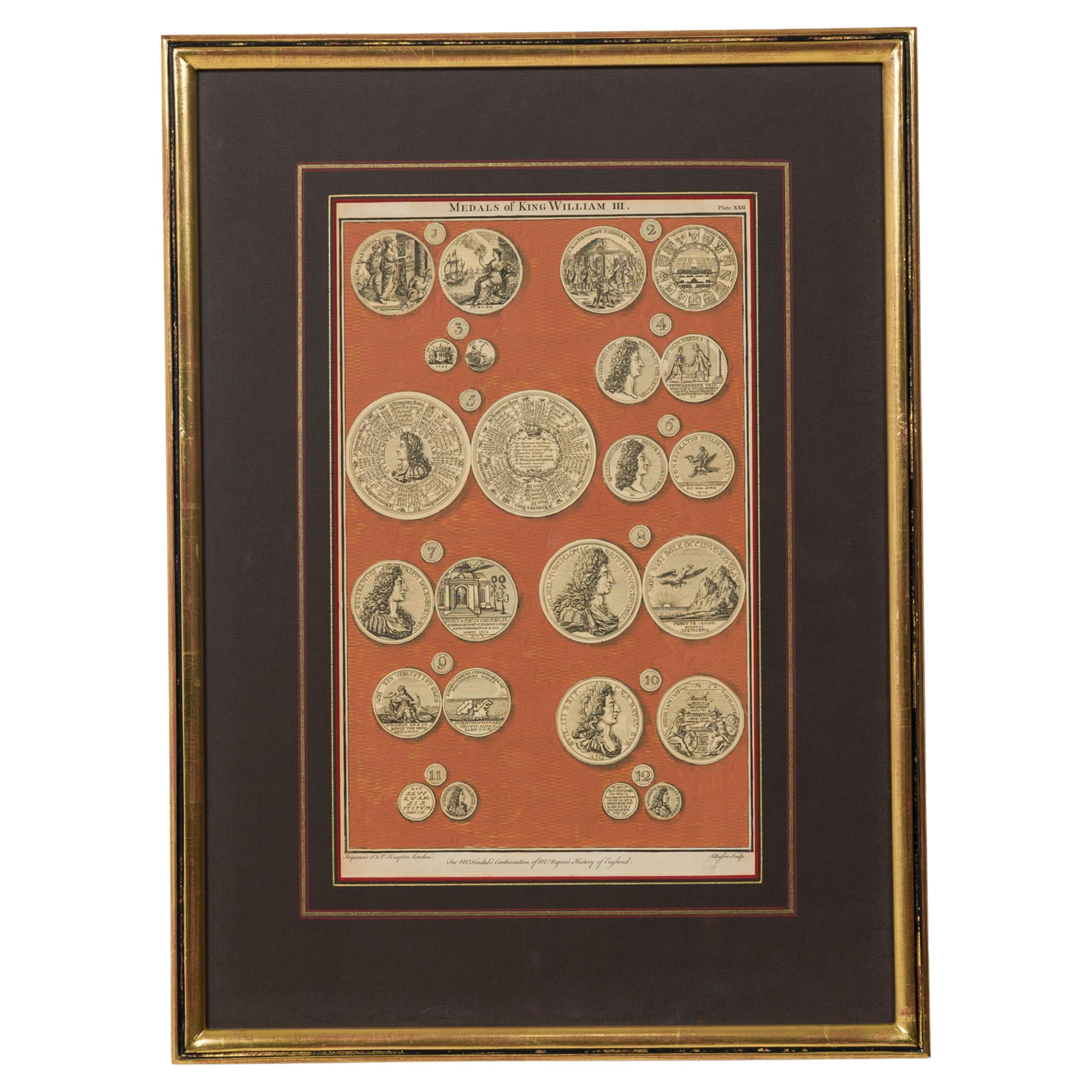 English engraving of Medals associated with King William III