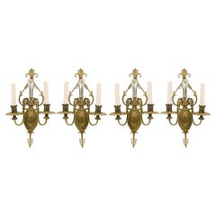 English Adam Style Two Arm Brass Wall Sconce