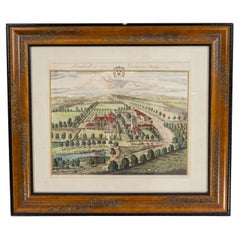 Color Print of an English Estate in a Wooden Frame