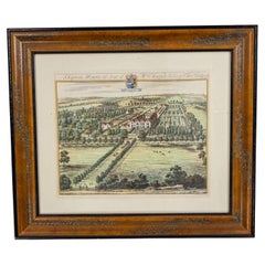 Color Print of an English Estate in a Wooden Frame