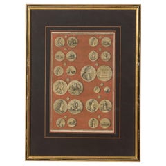 English engraving of Medals associated with King William III and Queen Mary
