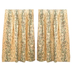 Pair of American Victorian Style Cream Chintz Floral Drapes