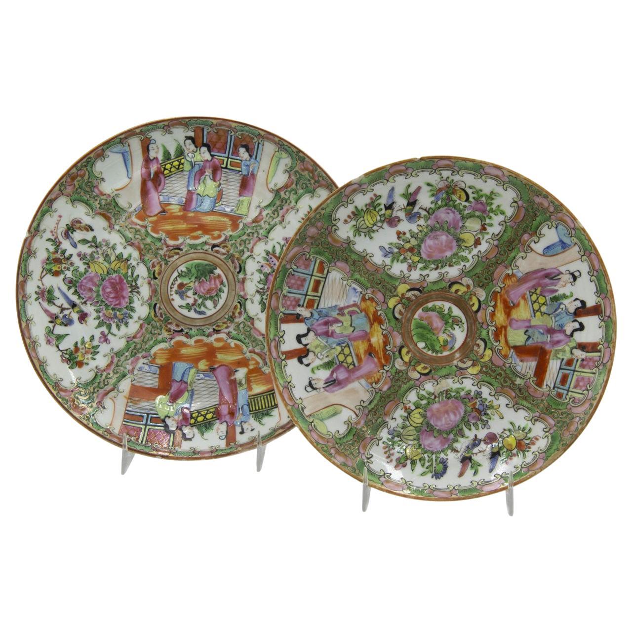 Chinese Canton Style Porcelain Plates