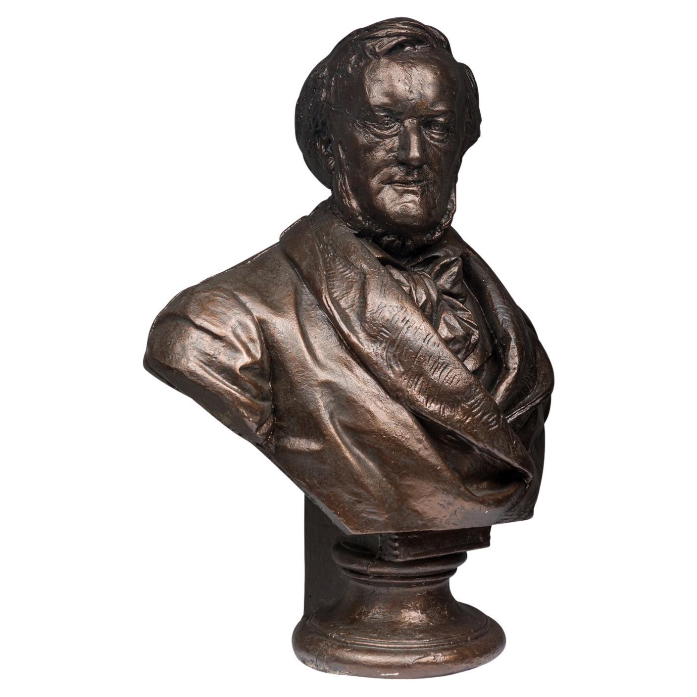 English Victorian Bronze Painted Plaster Male Bust For Sale
