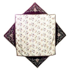 American Victorian Lila Samt Floral Tischdecke