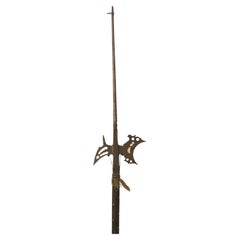 English Renaissance Style Wood and Iron Halberd