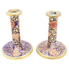 Pair of Chinese Style Imari Porcelain Candlesticks