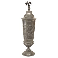 English Renaissance Pewter Chalice, 19th Century, Relief Scene, UK
