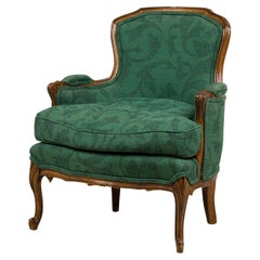 English Victorian Green Bergere Armchair