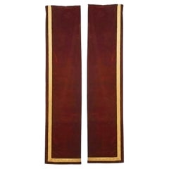 19th Century Antique Maroon Velvet Drapes with Metallic Thread Border