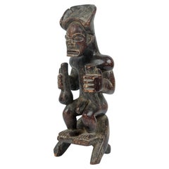 African Angola 20th Century Carved Wood Chokwe Ancestor Chibinda Ilunga Figure