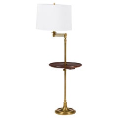American Mid-Century Style Triple Swing Floor Lamp With Table
