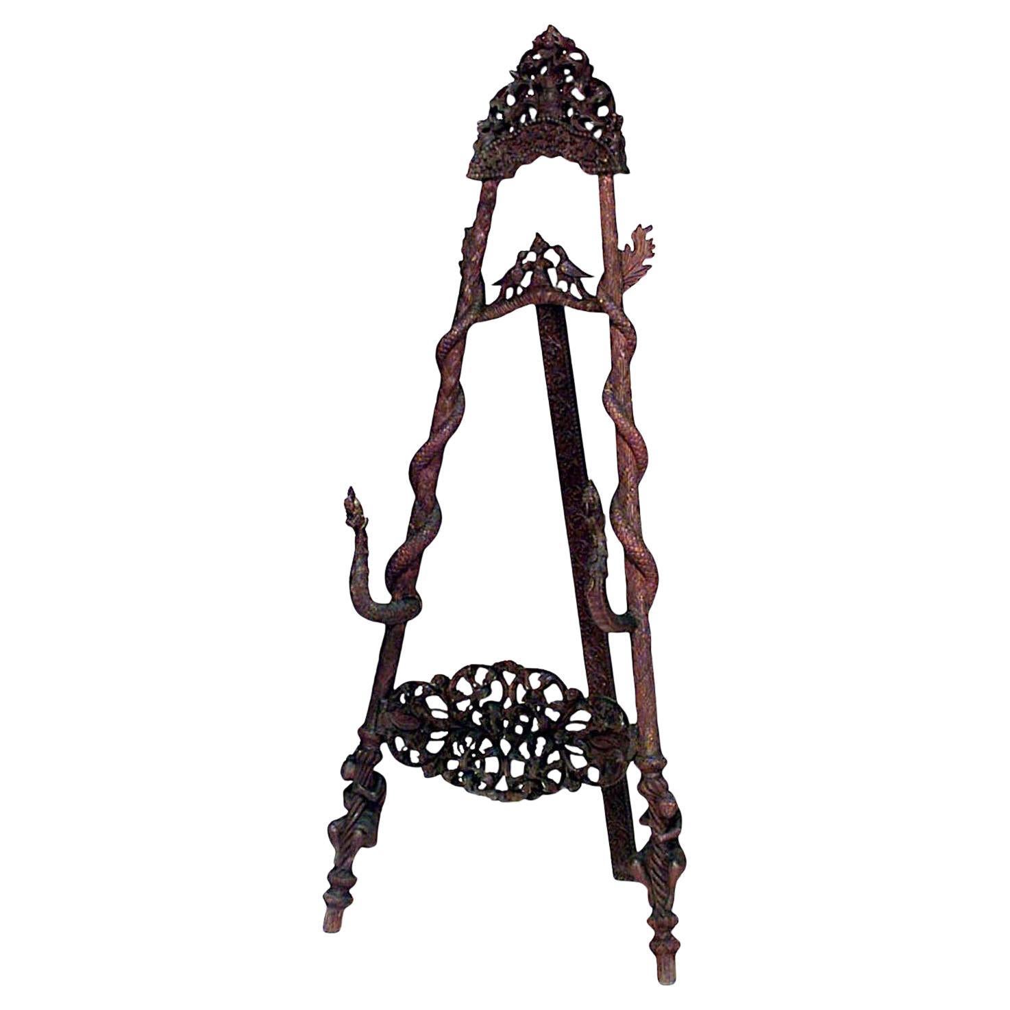 Asian Burmese Carved Snake Easel For Sale