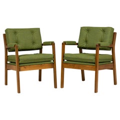 Pair of American Mid-Century Green Upholstered Armchairs