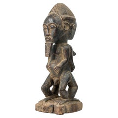 African Cote dVoire 20th Century Carved Wood Baule Conjoined Couple