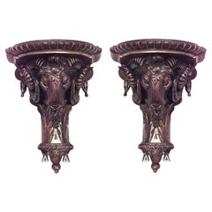 Pair of French Louis XVI Ram Head Shelves