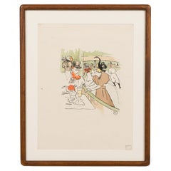 Toulouse Lautrec lithograph of a Man and Women skating
