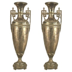 Pair of English Georgian Style Silver Plated Vases