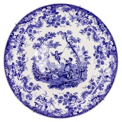 Coppia di piatti da portata in ceramica inglese di epoca vittoriana con motivi floreali