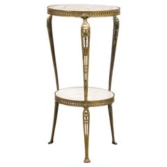 Guéridon / table d'appoint de style Directoire avec plateau rond en marbre