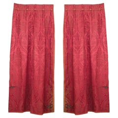 Paare von englischen viktorianischen Stil Rose Damast geknotet Cord Vorhänge