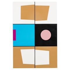 Larry Bentley Abstract Acrylic on Canvas, Titled: "1 SQUARE AZUL". (2022)