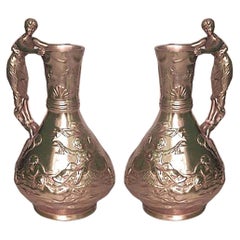 Pair of French Art Nouveau Gilt Vases