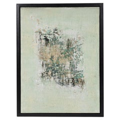 Abstraktes Ölgemälde auf Leinwand, hellgrün, gerahmt, 51,5 x 39,5
