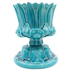 English Arts and Crafts Turquoise Porcelain Centerpiece