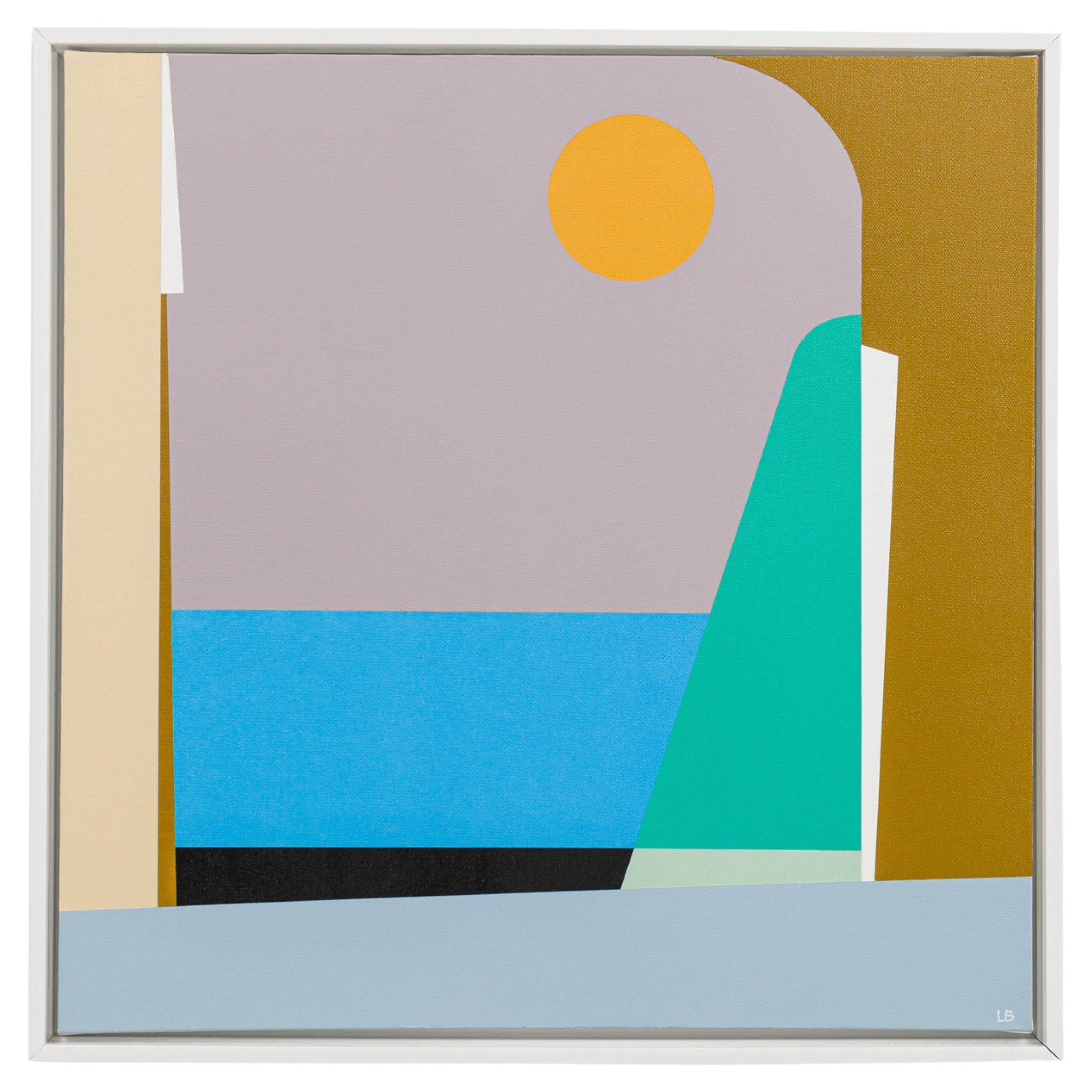 Peinture acrylique abstraite « Au bord de la piscine », contemporaine, encadrée, 2022 en vente