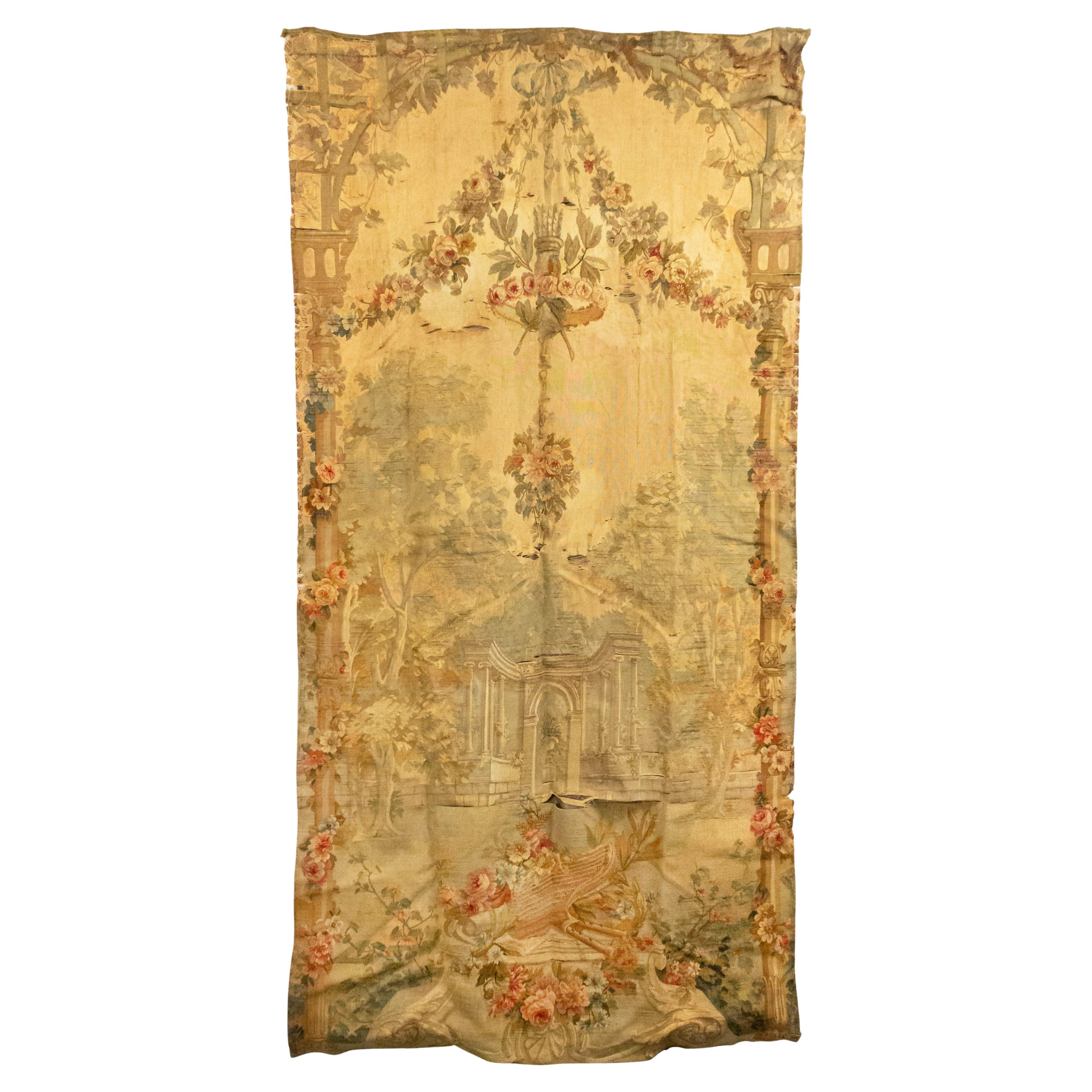Arazzo floreale Aubusson vittoriano francese